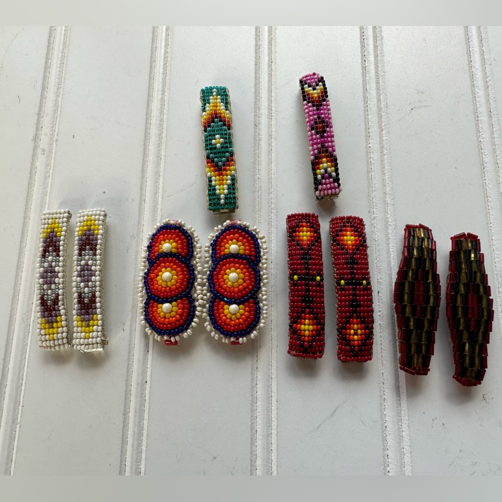Vintage Beaded Hair Barrettes-10 total